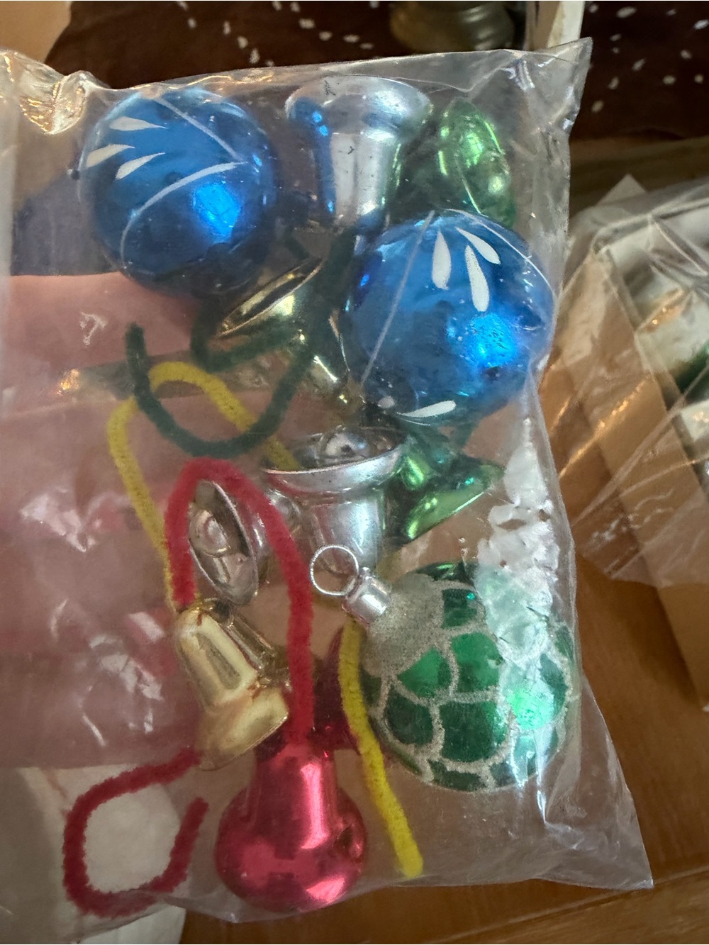 Vintage miniature Assorted Blue and Green Glass Bell Ornaments - Home Accents